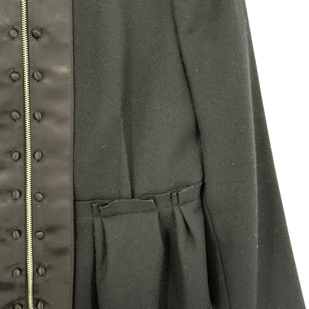 BCBGMAXAZRIA Black Wool Blend Peplum Jacket Satin Trim Zip Front Womens Large - Picture 5 of 7